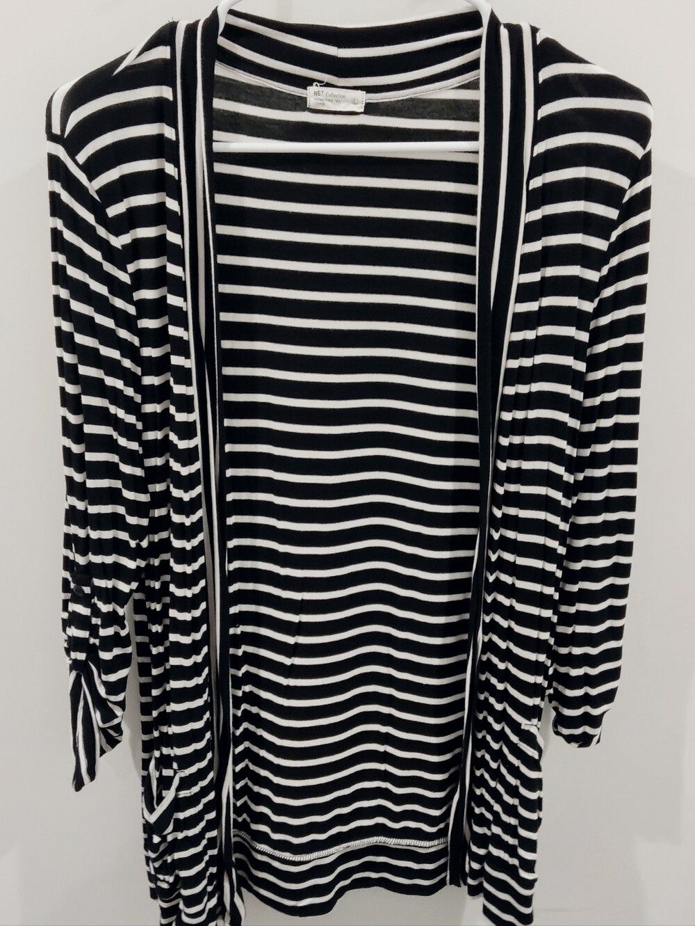 Black and White Striped Cardigan